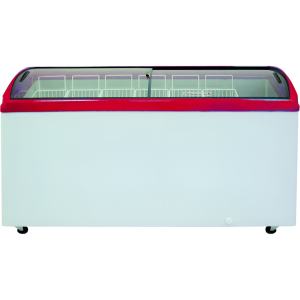 Ларь морозильный с гнутым стеклом CRYSPI ЛВН 500 Г (CF 500CQ) красный 6 корзин