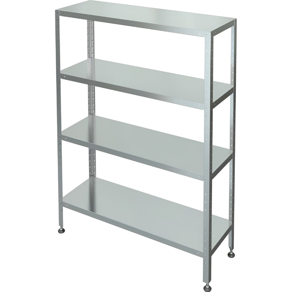 Стеллаж с 4-я сплошными полками МХМ С-4-0,3/1,4/1,8 (нержавейка) 